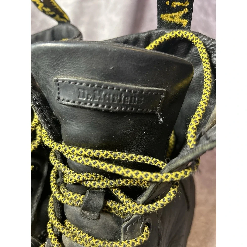 Dr. Martens Combs Leather Boots Black Men's 8 Women's 9 Combat Lace Up DS004